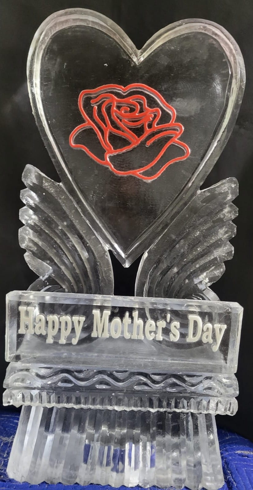 Ice Matters Waverly Heart with Colored Rose and Snowfilled Happy Mother's Day Plaque