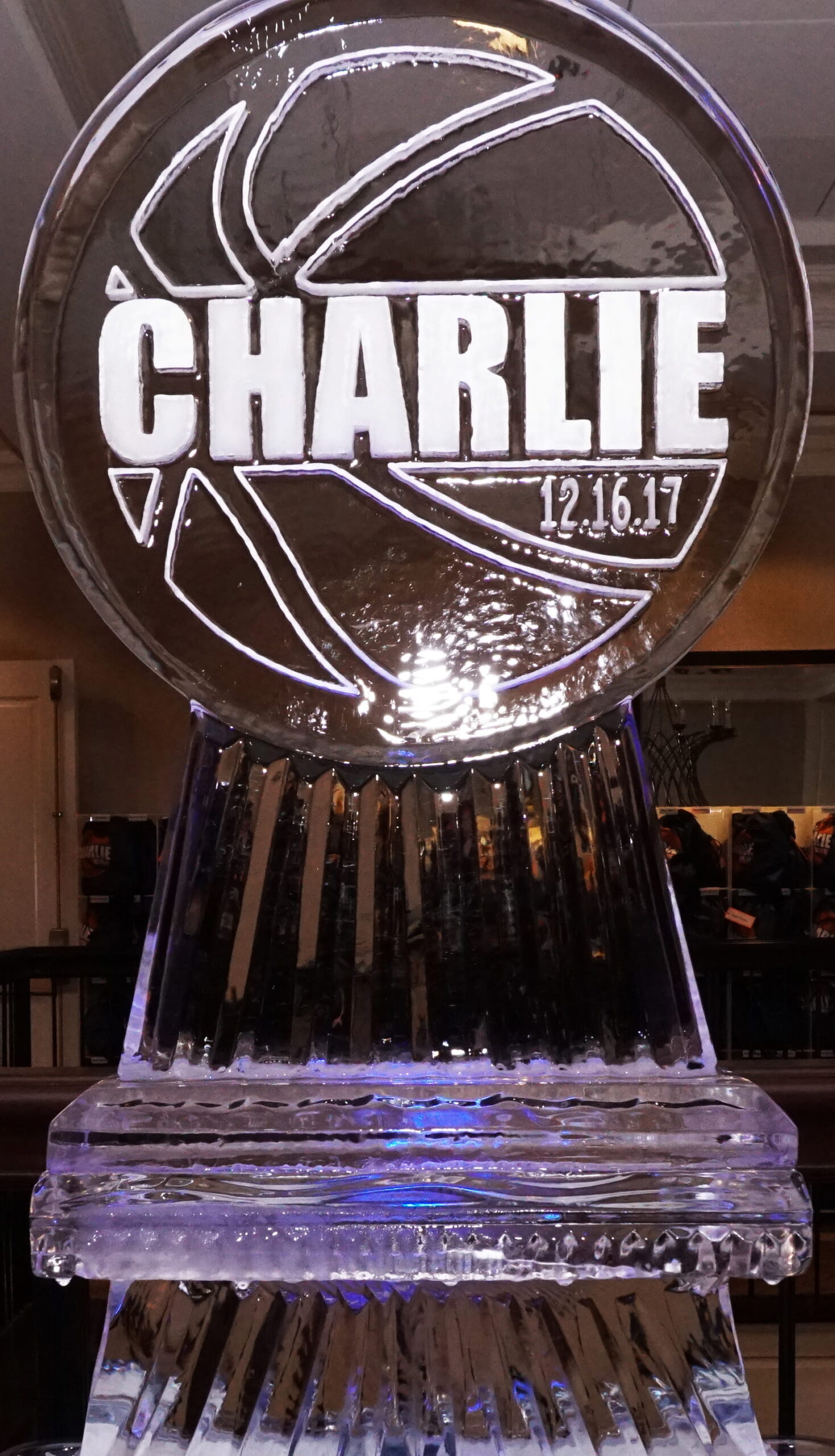 Charlie personalized engraved ice sculpture