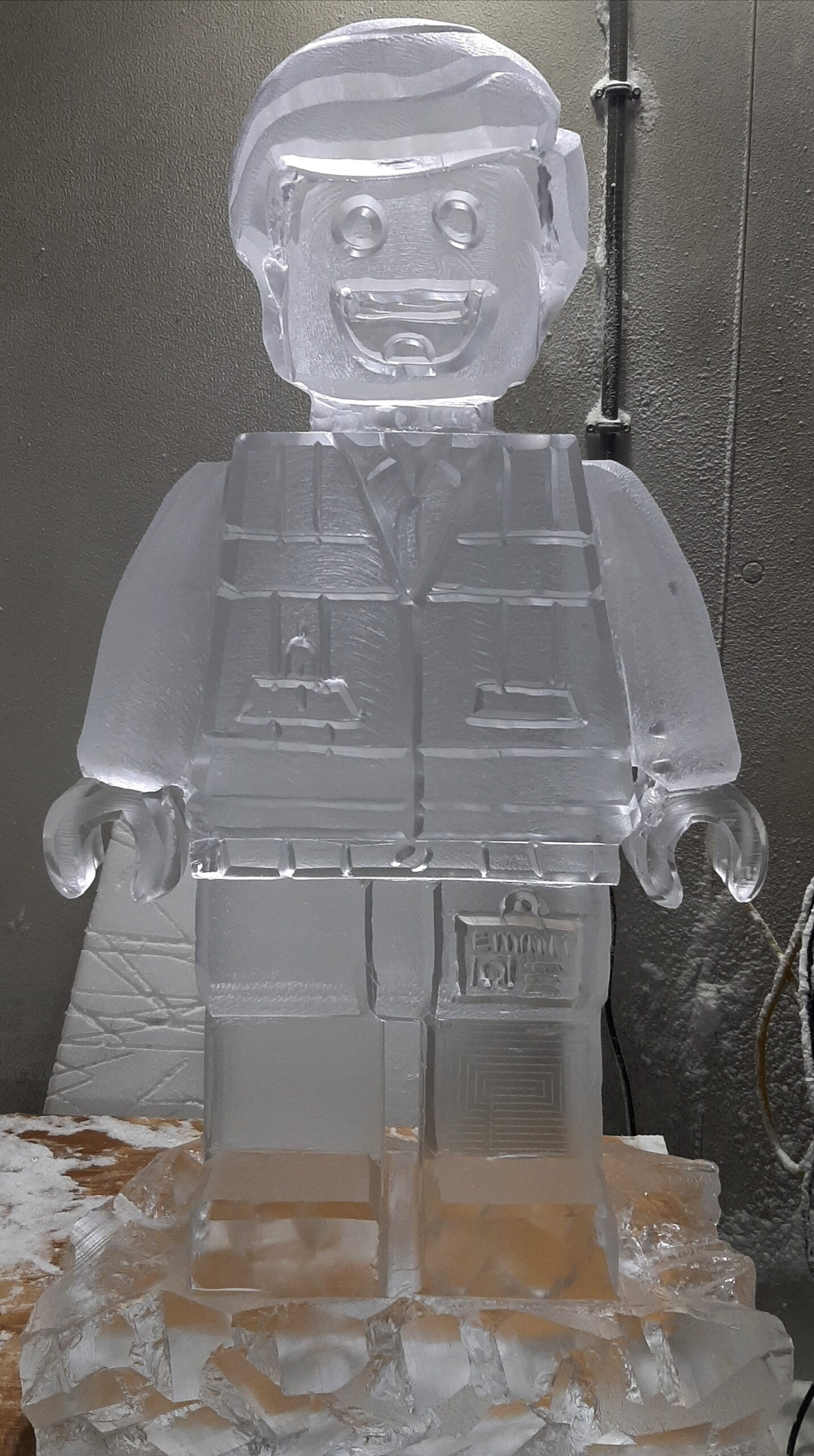 LEGO minifigure ice sculpture