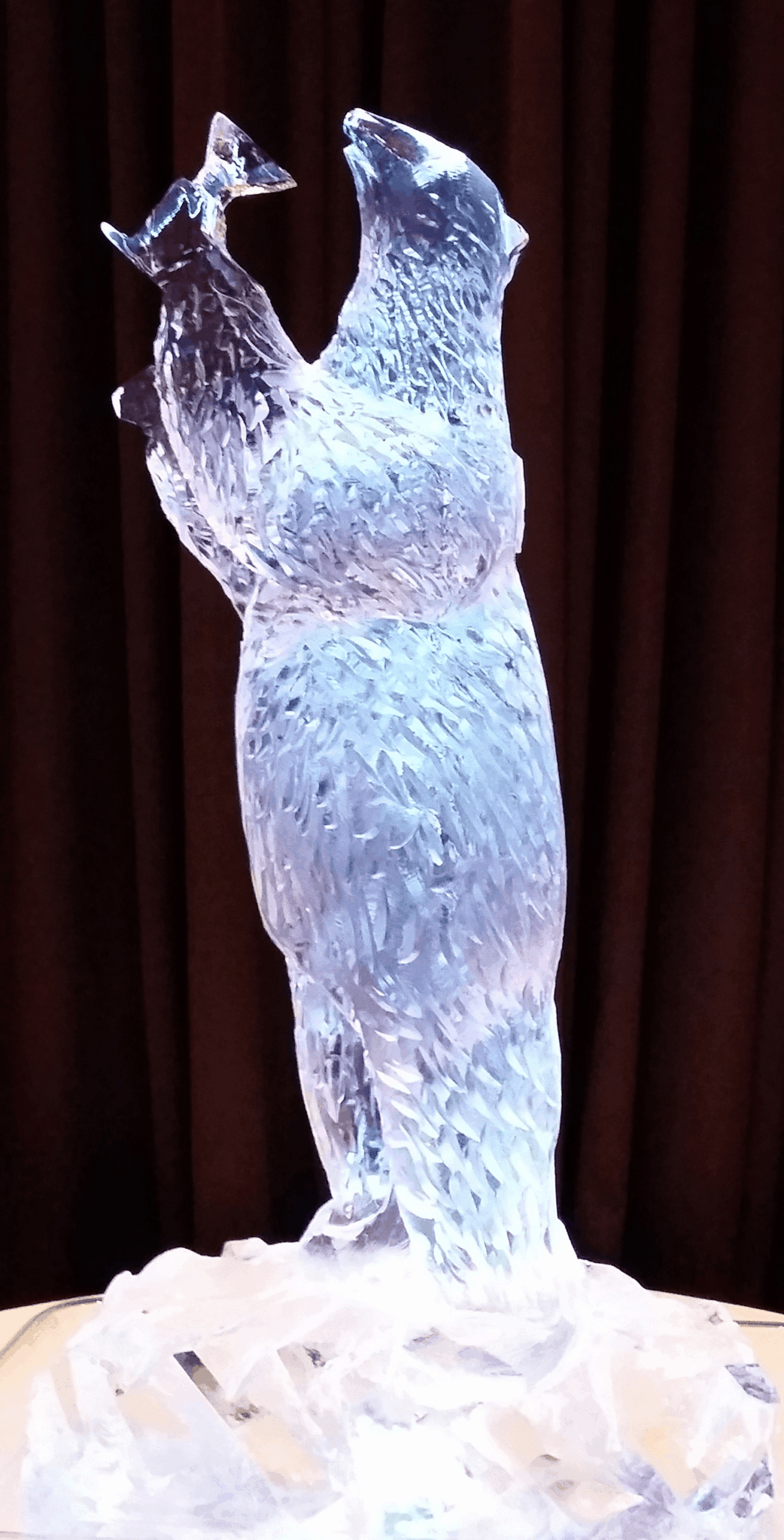 Illuminated standing bear ice sculpture