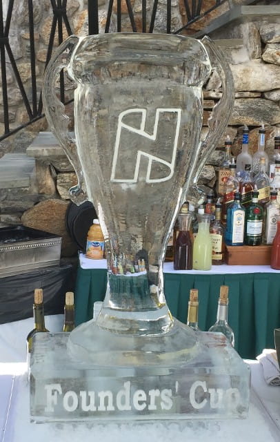 Monogram letter H engraved ice sculpture