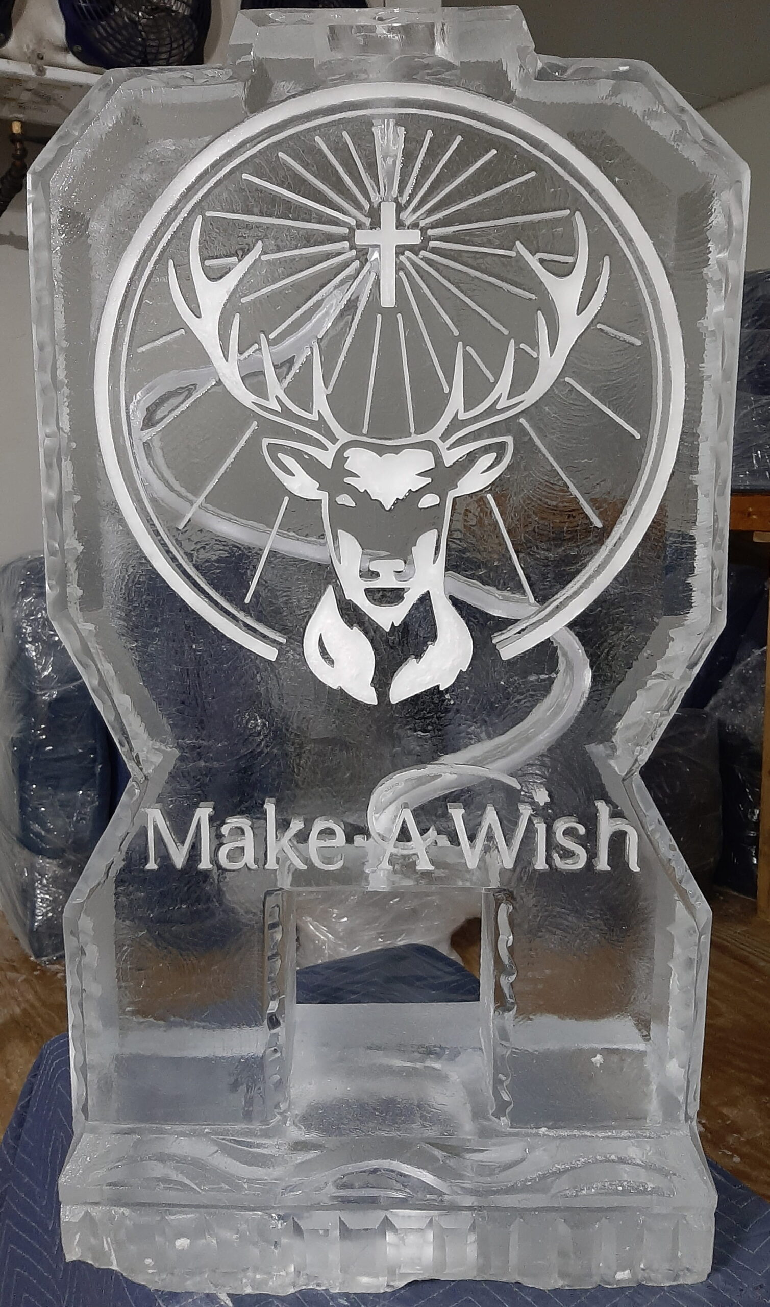 Make-A-Wish engraved ice sculpture