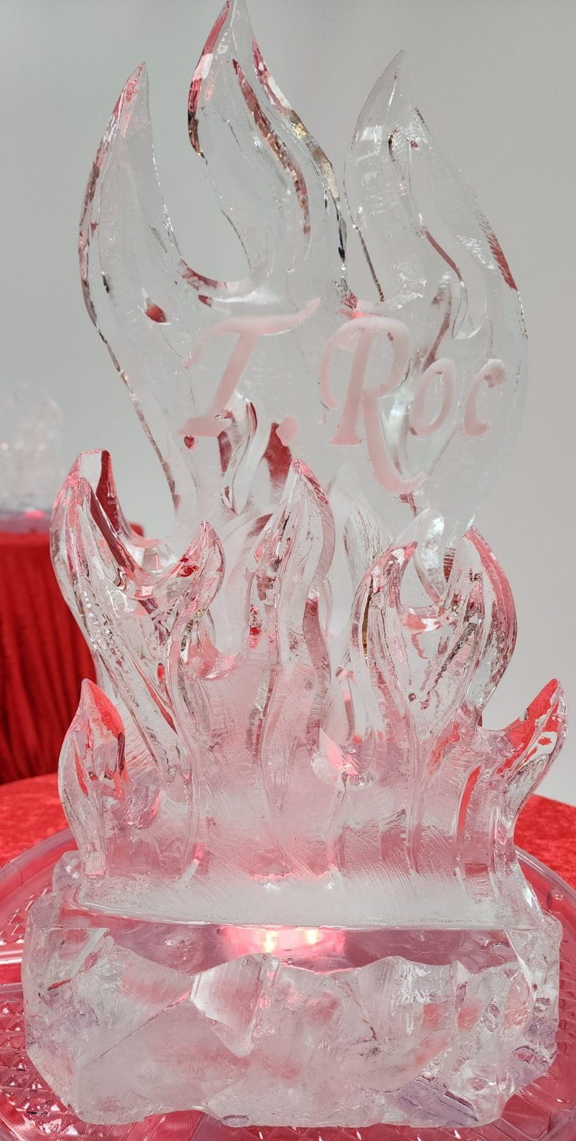 Elegant swan ice sculpture centerpiece