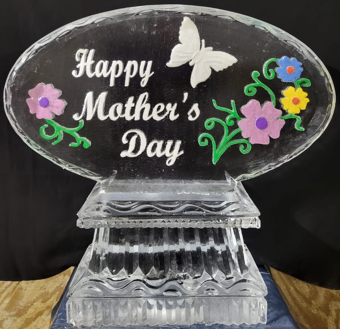 Ice Matters - colored flowers and snowfilled happy mother's day and butterfly logo - colors vary