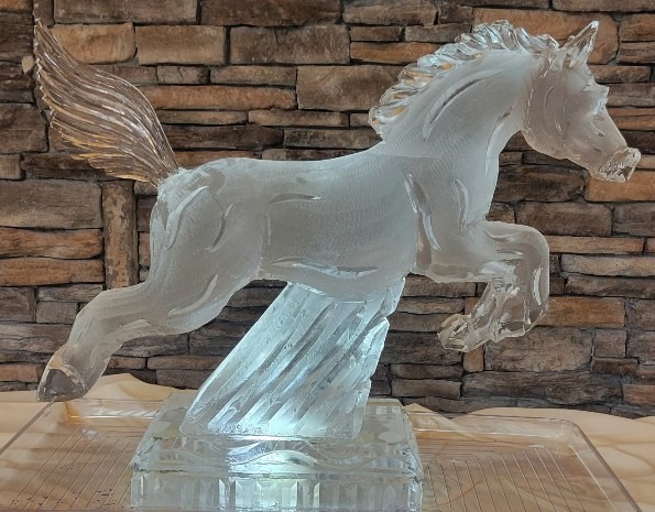 Running horse ice sculpture