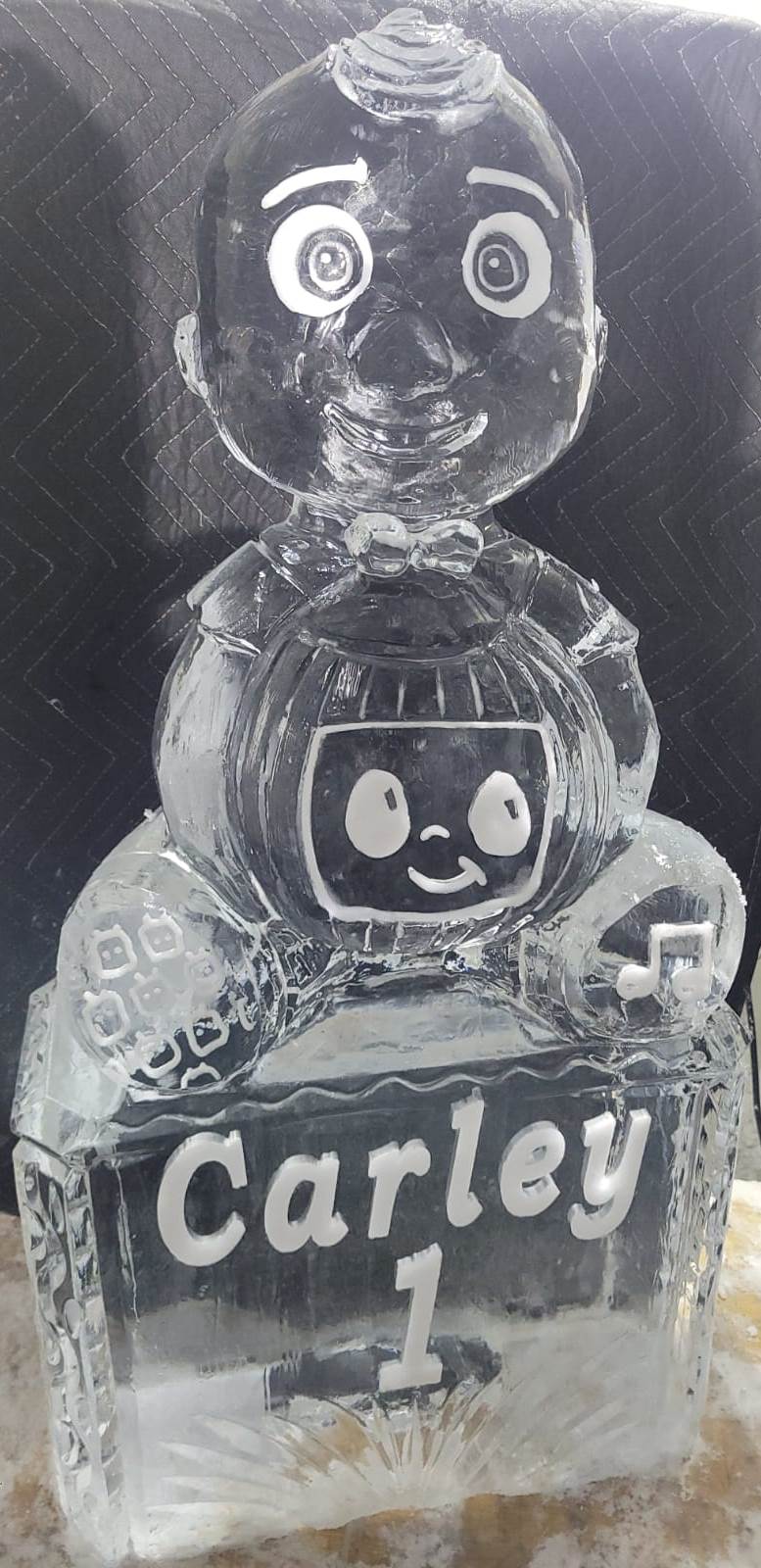 Snowman ice sculpture