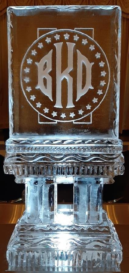 Custom monogram ice sculpture with initials