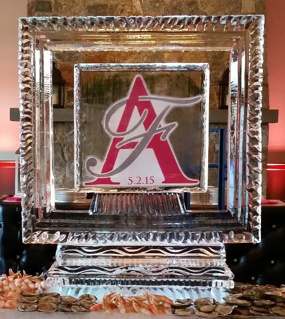 Framed logo engraved ice sculpture