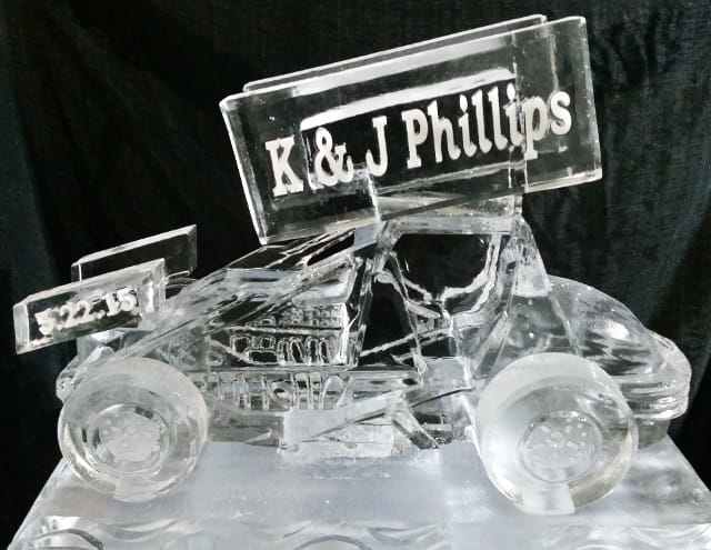 K&J Phillips custom engraved ice sculpture