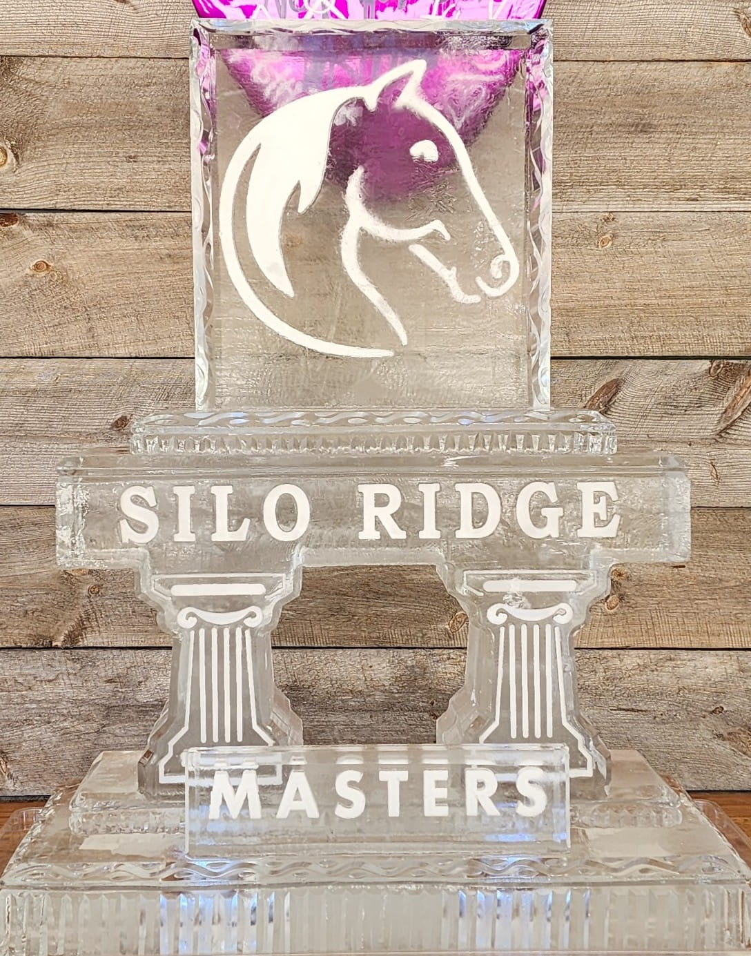Silo Ridge engraved ice sculpture