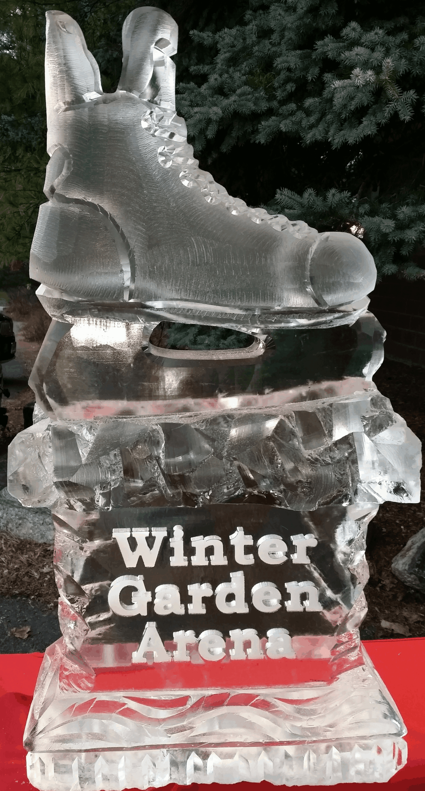 Ice skate ice sculpture centerpiece