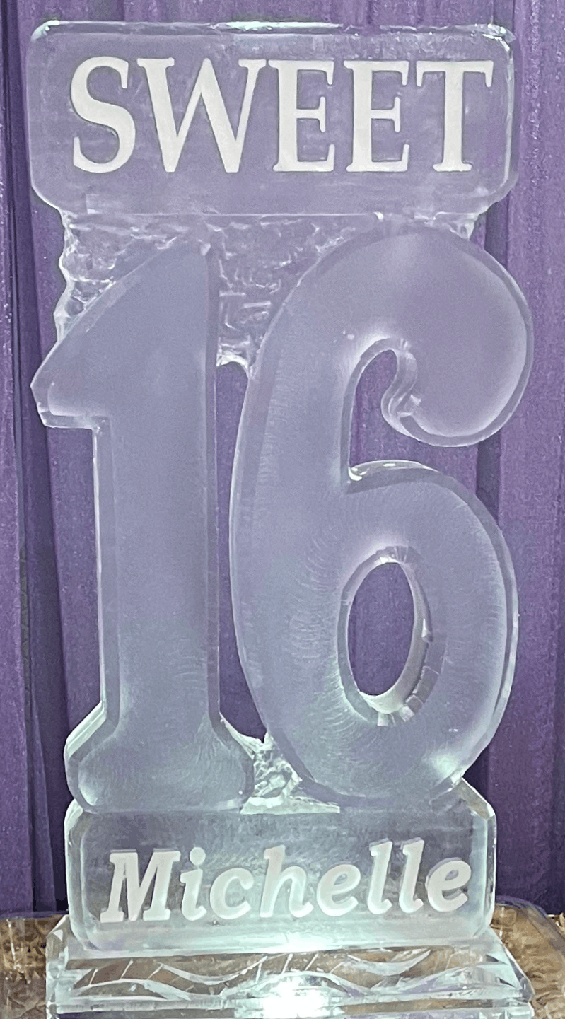 Sweet 16 number ice sculpture