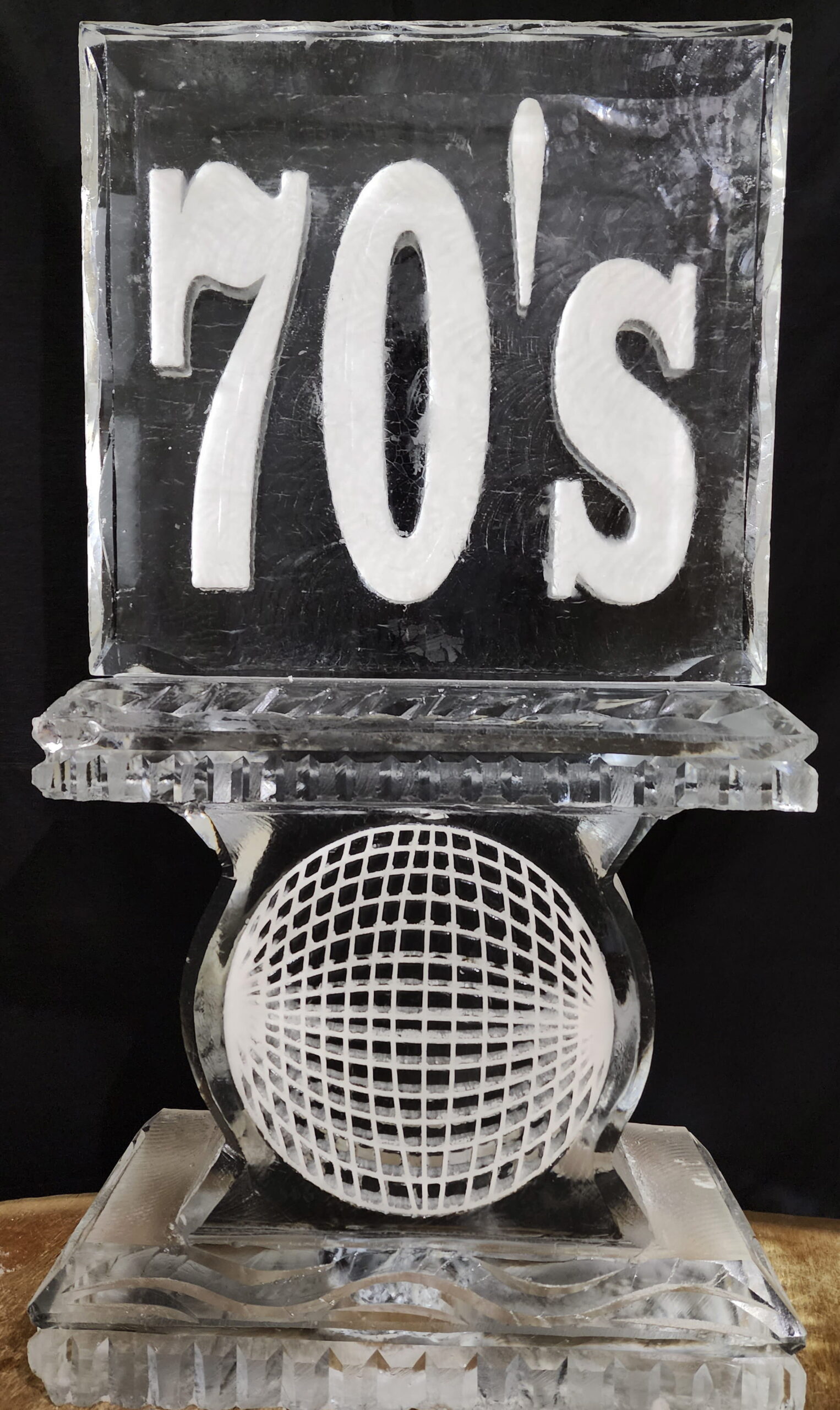 70's themed custom ice sculpture
