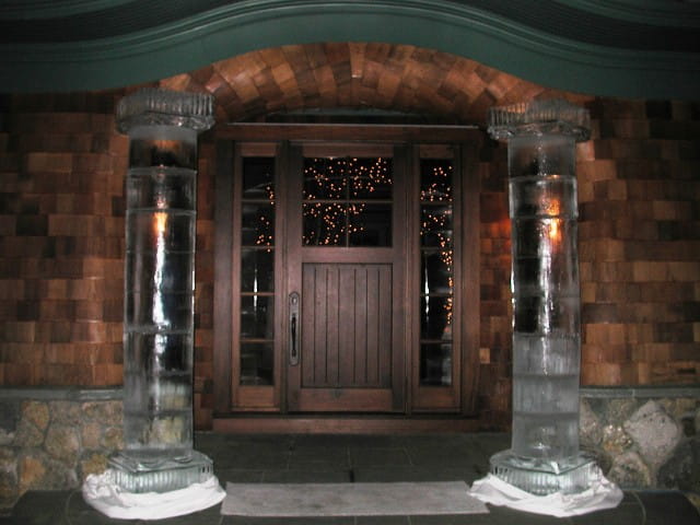 Grand entrance ice sculpture for formal event