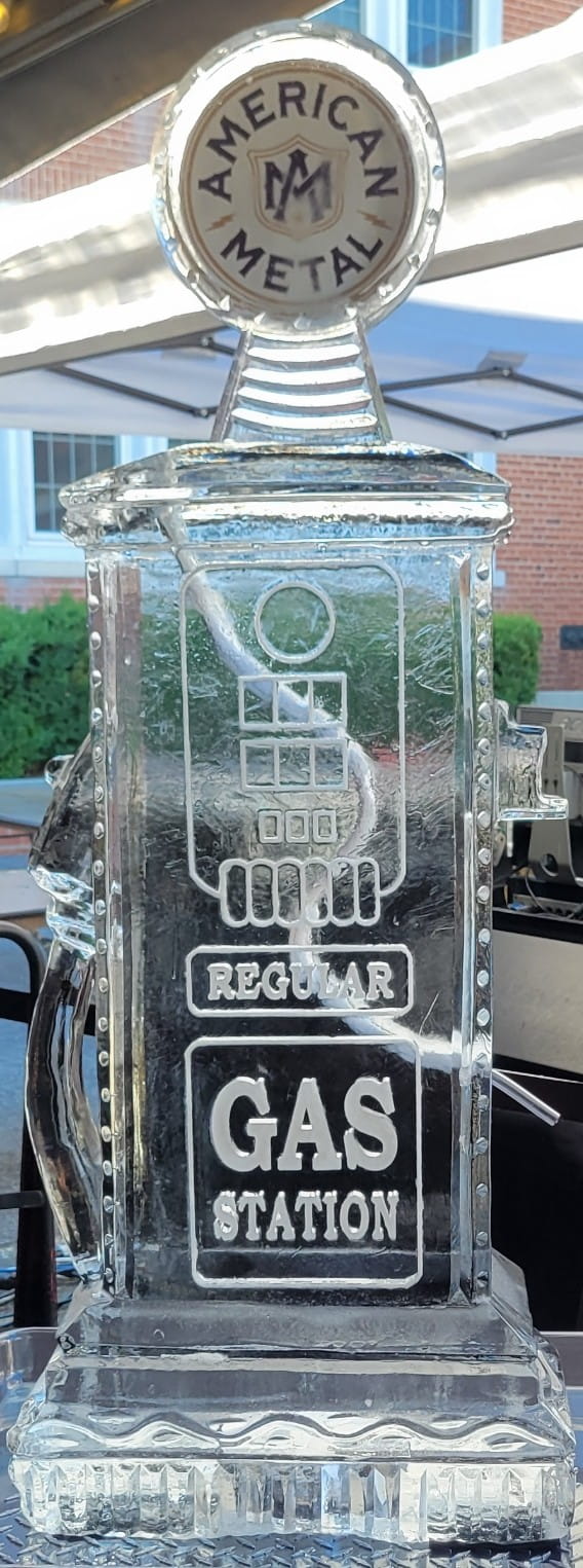 Branded ice sculpture with custom logo engraving