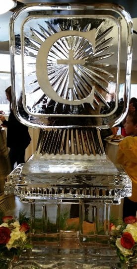 Decorative fan-shaped ice sculpture