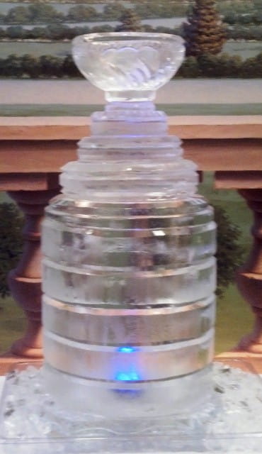 Tiered wedding cake ice sculpture