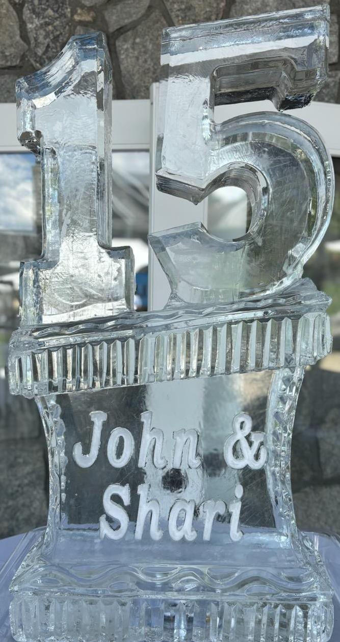 Number 15 milestone ice sculpture