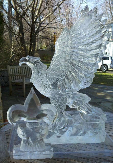 Eagle ice sculpture with spread wings