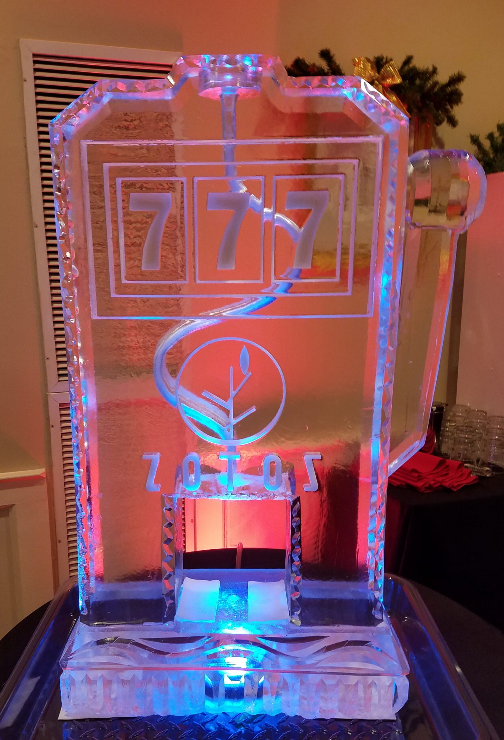 Custom engraved ice block with event logo