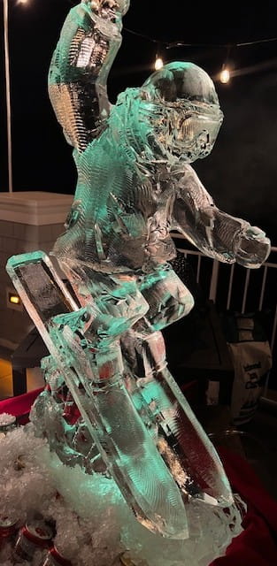 Horse head ice sculpture centerpiece