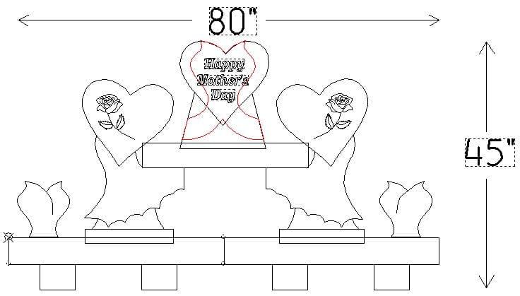 Ice Matters 80 Inch Heart Theme Raw Bar with Shrimp Tower (lemon holders will be square)