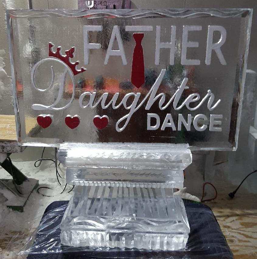 Father Daughter Dance engraved ice sculpture