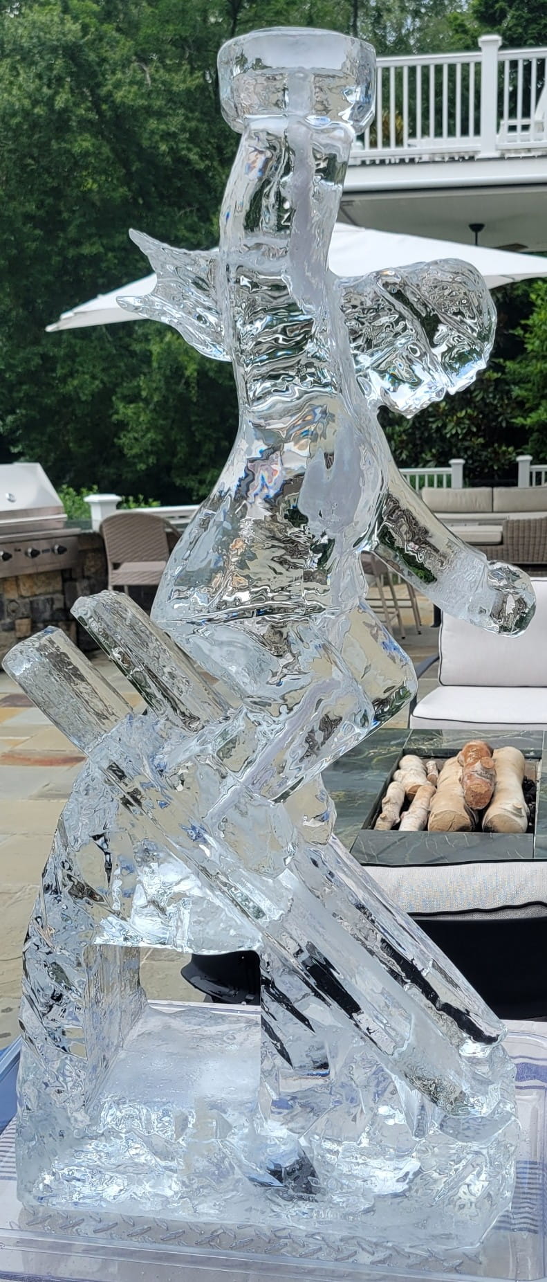 Outdoor horse ice sculpture