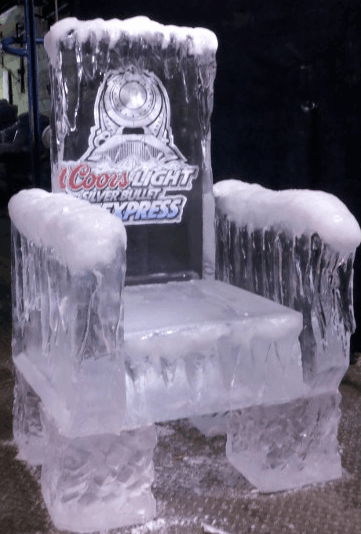 Michael and Jaclyn custom round monogram ice carving with crest
