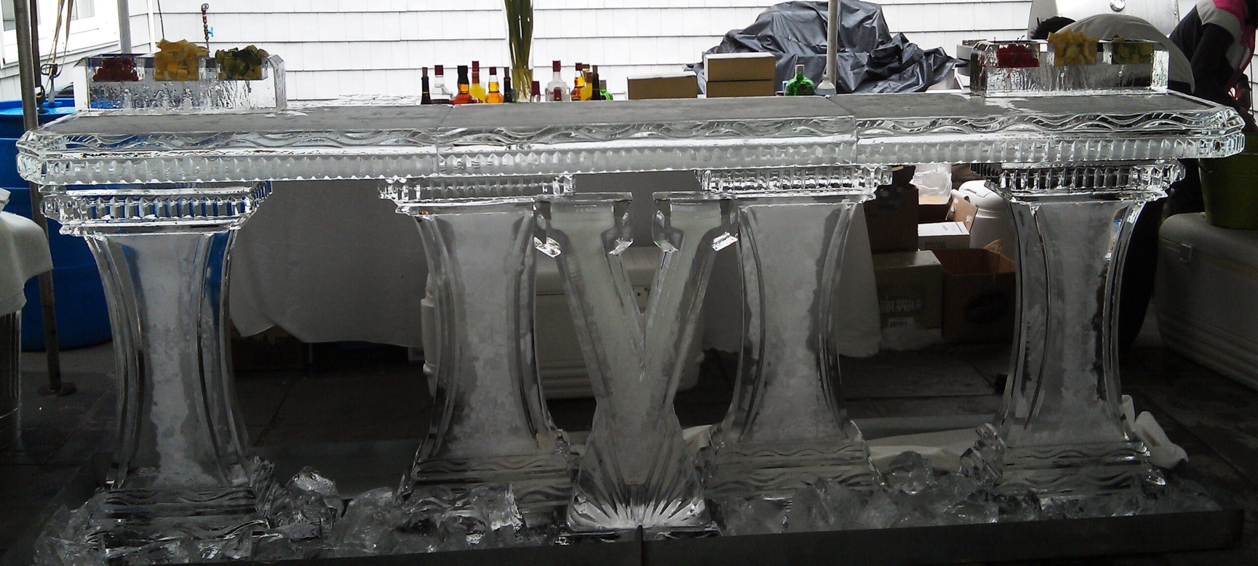 Monogram wedding ice sculpture