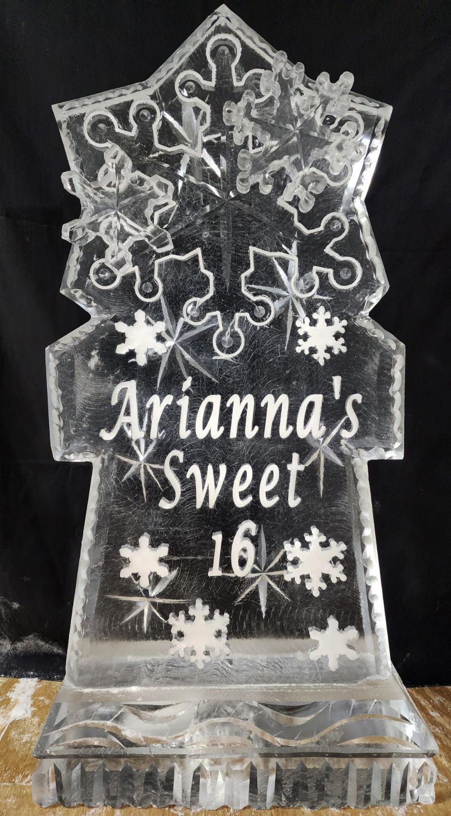 Arianna's Sweet 16 snowflake ice sculpture