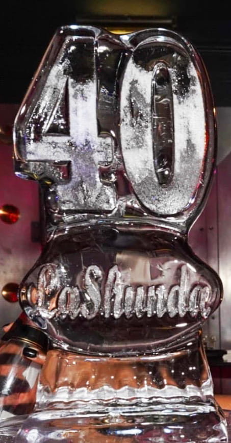 Number 40 birthday ice sculpture