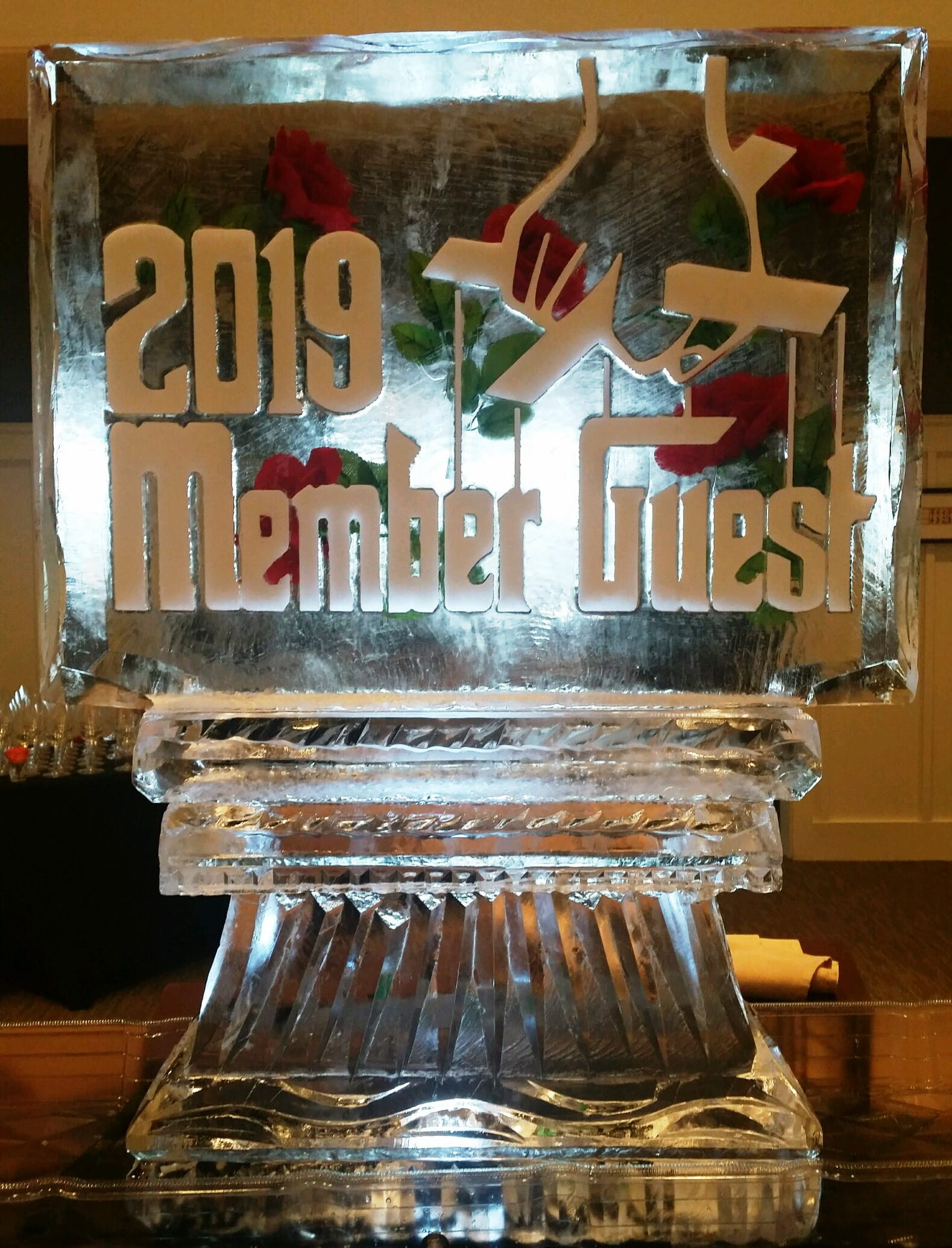 2019 Member Guest golf tournament custom trophy ice carving