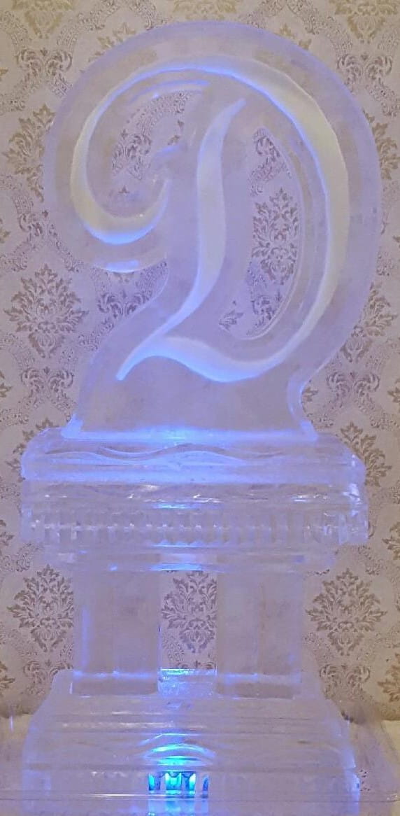 Custom block number 20 ice carving for an anniversary or graduation