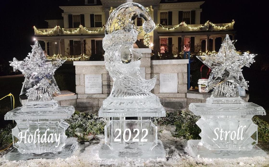 Custom block ice sculpture commemorating an anniversary or year outdoors