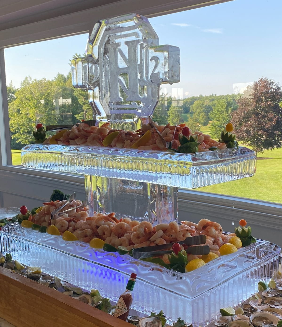 Custom outdoor corporate logo ice sculpture