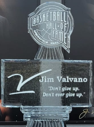 Jim Valvano engraved memorial ice sculpture