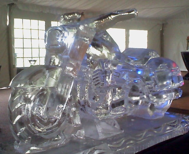 Stylized script letter J ice sculpture for a party
