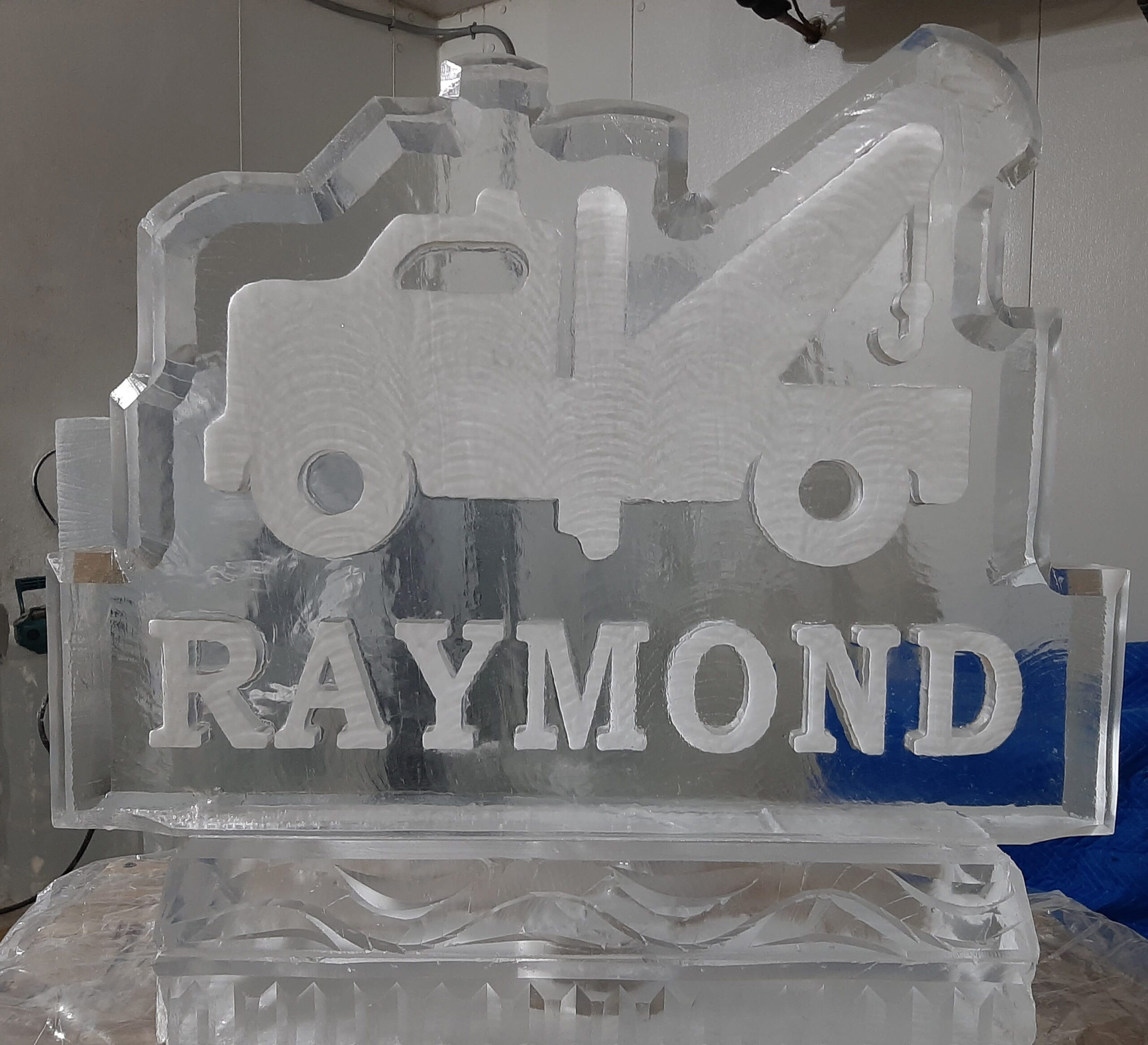 Personalized Raymond ice sculpture
