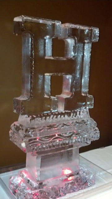 Large block letter H custom ice sculpture for events