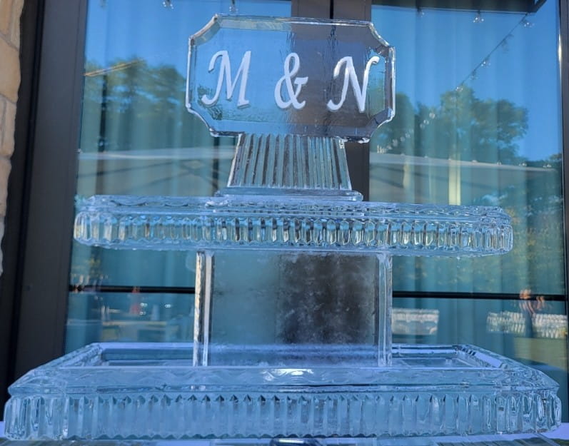 M & N monogram ice sculpture centerpiece