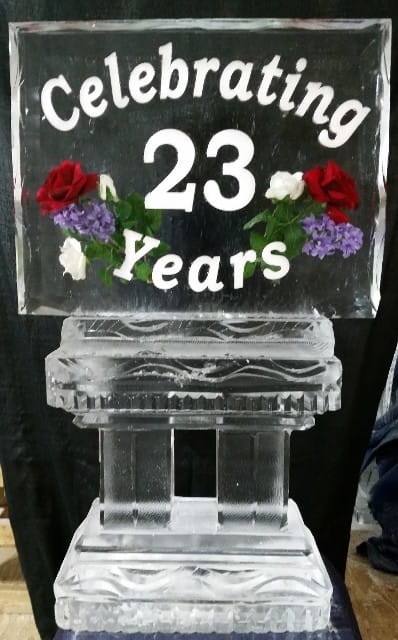 23 Years celebration ice sculpture centerpiece