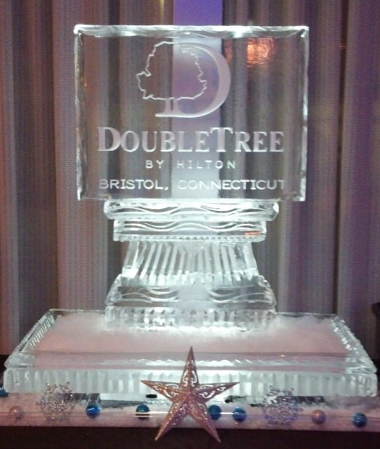 DoubleTree by Hilton custom corporate logo ice sculpture display