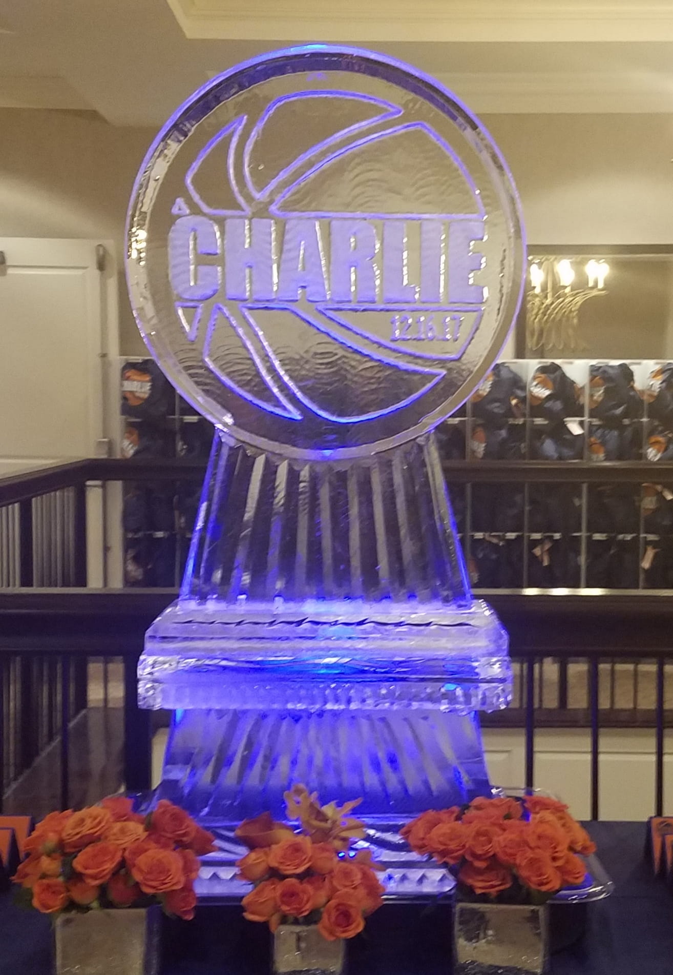 Charlotte Hornets logo ice sculpture