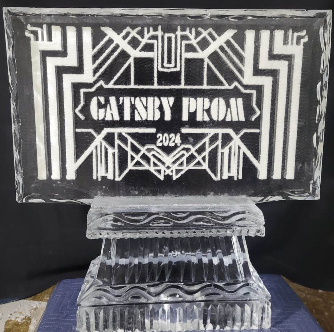 Gatsby Prom engraved ice sculpture