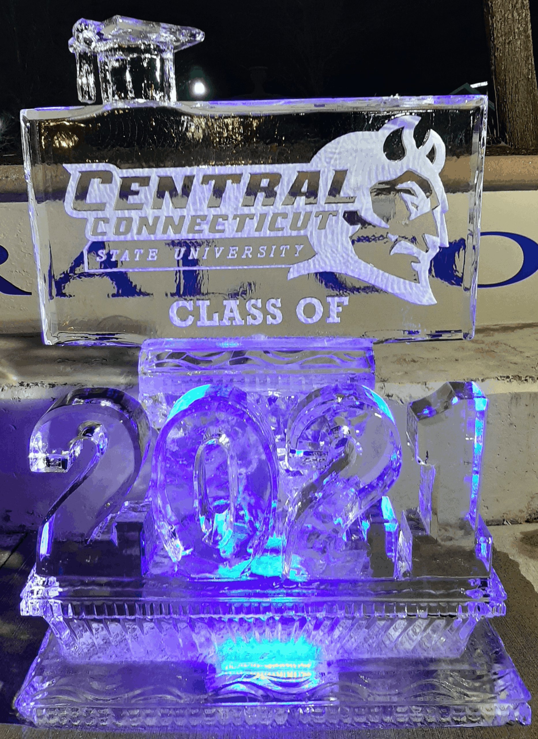 Central Connecticut State University graduation ice sculpture