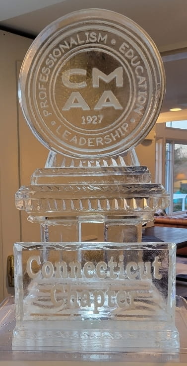 AA Leadership award custom engraved corporate seal ice sculpture