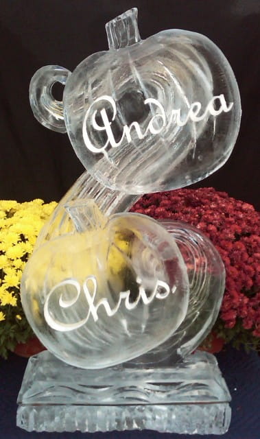 Andrea custom script name ice carving with floral background