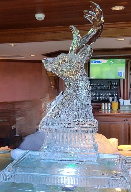 Deer head ice sculpture