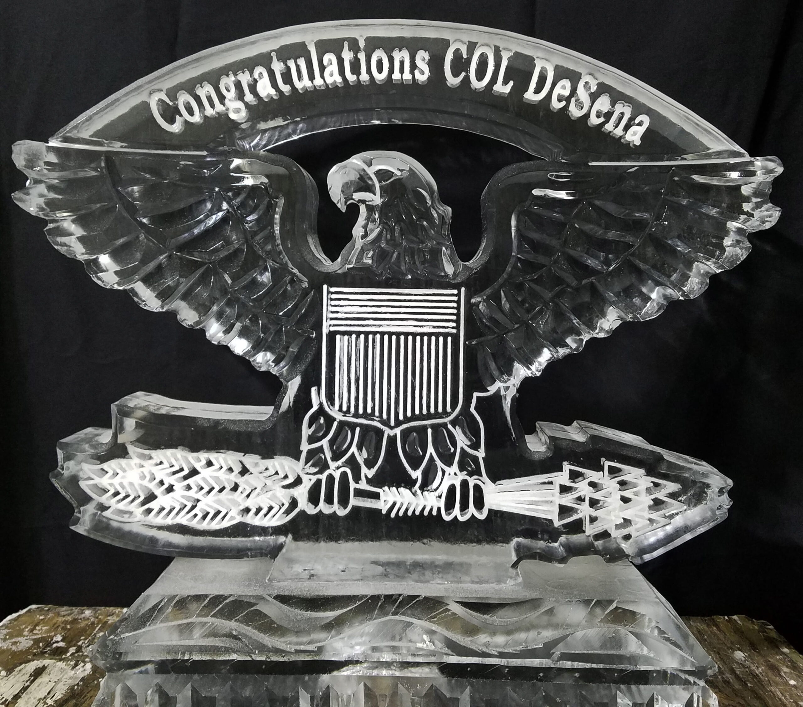 Congratulations graduate eagle ice sculpture